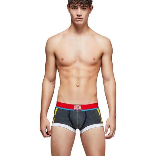 SEOBEAN New Mens Multicolor Sexy Boxer U-convex Low-Waist Cotton Printing Breathable Comfortable Boxers