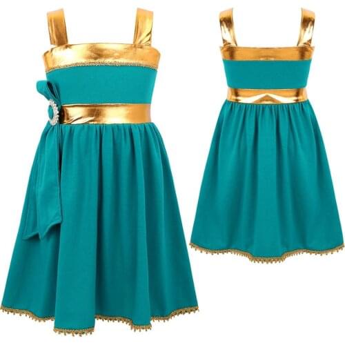 Baby Girls Dress Metallic Wide Shoulder Straps Princess Dress Toddler Kids Halloween Dress Up Party Cosplay Dresses Summer