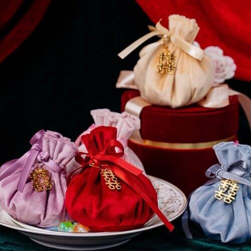 Wedding Candy Boxes Velvet Cloth Gift Bag Packaging Boxes Baby Shower Bags Chocolate Event Party Supplies Packaging Containers