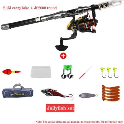 Fishing Rod Combo 2.1m High Strength Carbon Fishing Rod+Spinning Reel Wheel Waterproof Fishing Bag Fishing Lures Boat Rod Kit