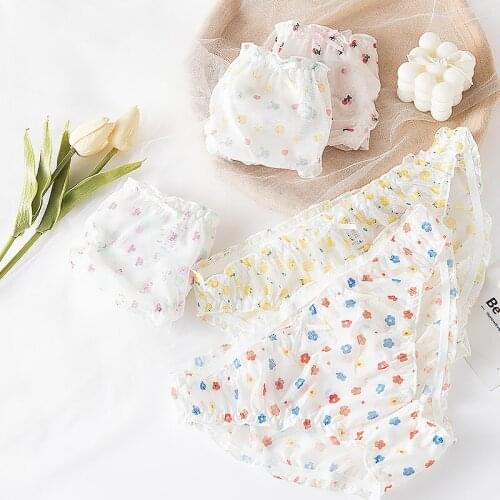 Sexy Women Panties Floral Fruit Briefs Seamless Underwear Summer Mesh Girls Transparent Thin Exotic Girls Intimates