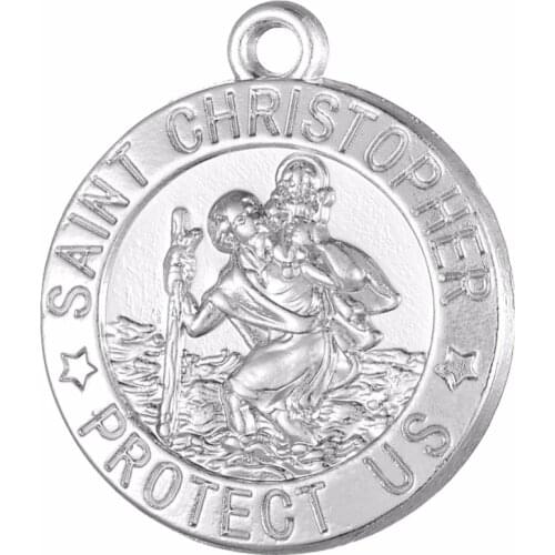 Skyrim SAINT CHRISTOPHER PROTECT US Religious Charm Amulet Pendants For DIY Jewelry Making Wholesale Jewelry Accessories 10Pcs