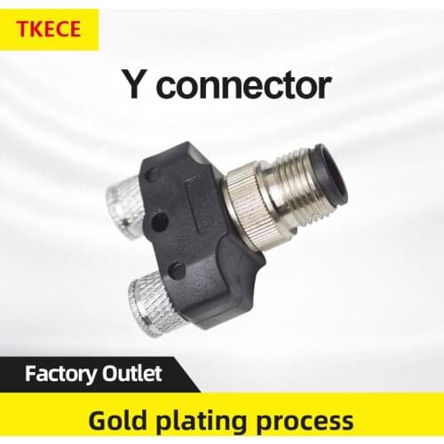 M12 to M8 Y-type connector three-way conversion 3-core 4-core one male to two female sensor distributor adapter