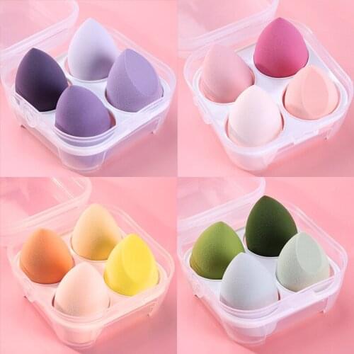 Make up egg no powder special soft box set powder puff dry wet dual purpose color sponge make up egg storage box