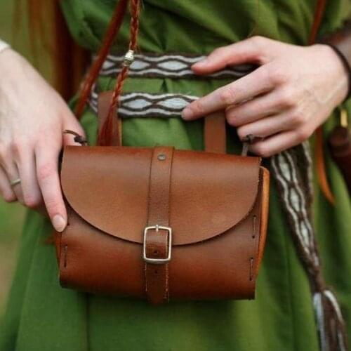 Medieval Hip Pouch Belt Bag Leather Drawstring Wallet Men Women Viking Celtic Larp Cosplay Elven Dwarf Steampunk Purse For Adult