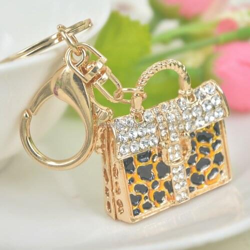 Handbag Key Buckle Keyring Fashion Jewelley For Women Cute Rhinestone Crystal Charm Pendant Key Bag Chain Christmas Gift