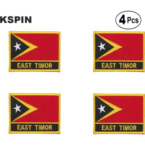 East Timor Rectangular Shape Flag Iron on Saw on Patches Embroidered Flag Patches National Flag Patches for Clothing DIY
