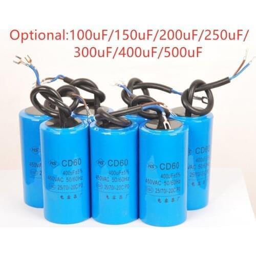 250VAC Water pump startup capacitor Motor Capacitor Start Capacitor CD60 250VAC 100uF/150uF/200uF/250uF/300uF/400uF/500uF