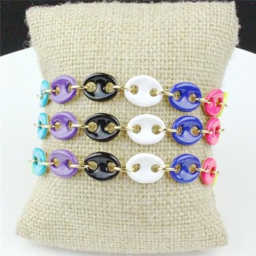 5pcs/lot New design colorful enamel bracelet,popular enamel charm component,beautiful bracelet cheap wholesale