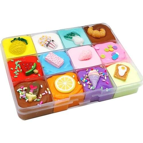 12 Cream Puff Dish Shape Cotton Slime Clay Fluffy Putty Mud Anti Stress Kids Toy