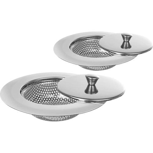 2Pcs Stainless Steel Kitchen Sink Strainer with Lid Anti-clogging Block Food Particles