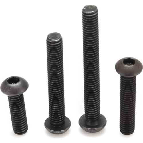 20Pcs M6Alloy Steel Screws Hex Socket Round Head Cap Black Screw Furniture Fastener Bolt M6*8/10/12/16/20/25/30/35/40/45/50mm