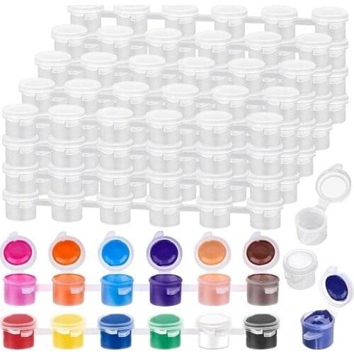 240Pieces Empty Paint Pot, 40 Strips Acrylic Mini Paint Container Strips Storage with Lids for Arts and Crafts Paint 3Ml