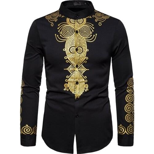 African Dashiki Print Long Sleeve Dress Shirt Men Camisa Masculina 2019 Brand Slim Fit African Clothes Streetwear African Shirts