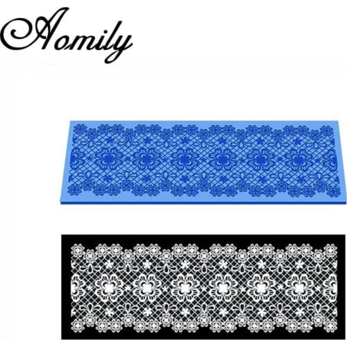 Aomily 31*11cm Lace Flower Wedding Cake Fondant Mold Cake Mousse Sugar Craft Icing Mat Pastry Tool Home Kitchen Baking Supplies