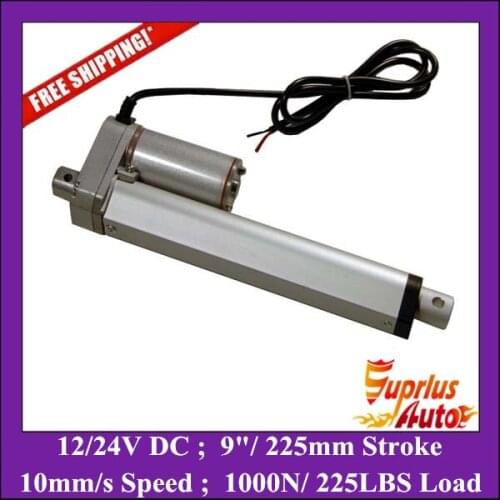 Free Shipping - linear actuator 12v 9"/ 225mm stroke 225LBS/1000N/100KGS max load electric linear actuator