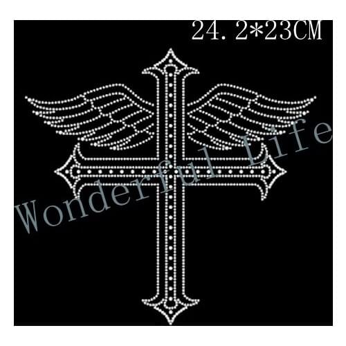 Free shipping CROSS Rhinestones Heat Transfer Hotfix Iron On Motifs widely like it