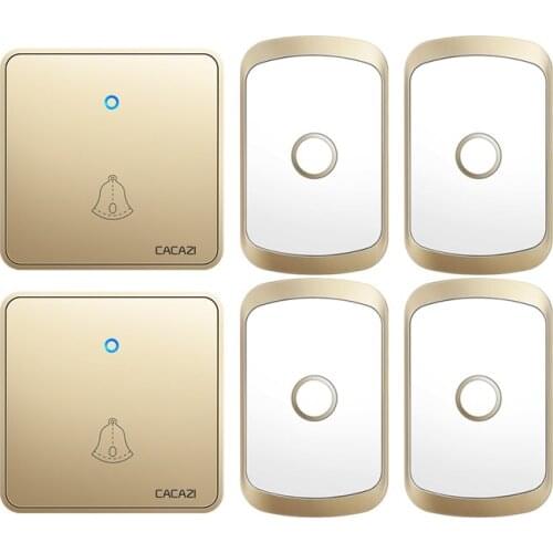 CACAZI Welcome Home Wireless Doorbell 300M Remote CR2032 Battery Waterproof US EU UK AU Plug Smart House Ringbell 0-110DB 220V