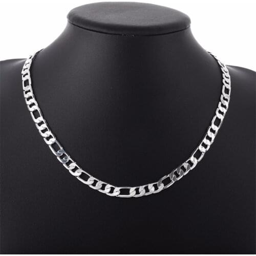 10mm Wide Mens Necklace Stainless Steel Cuban Link Chain Silver Color Male Jewelry Gifts for Men 50cm Long