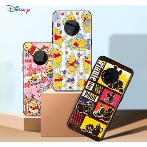Disney Cartoon Animation Pooh Bear For Huawei Mate 40 RS Porsche Design 30 20 X 10 Lite Pro Plus TPU Silicone Black Phone Case