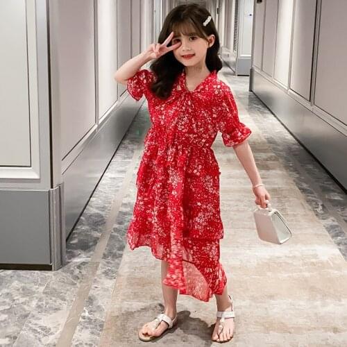Big Girls Floral Dress Princess Children Clothes Summer 2021 Voile Layered Dresses Bohemian Kids Casual Costume 4 12 To 14 Years
