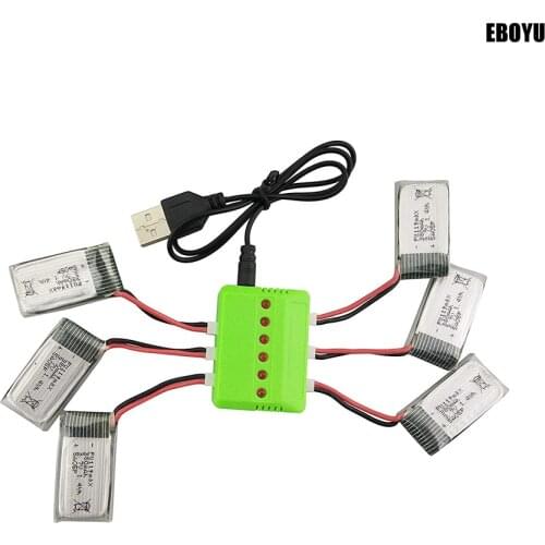 EBOYU 6pcs * Syma X51 TKKJ M71 3.7V 380mah Lipo Battery + 1 to 6 Balance Charger for SYMA X51 TKKJ M71 RC Quadcopter Drone