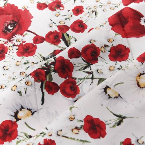 HLQON 100% cotton sateen flower fabric for sewing women clothing upholstery tissue wedding dress patchwork DIY