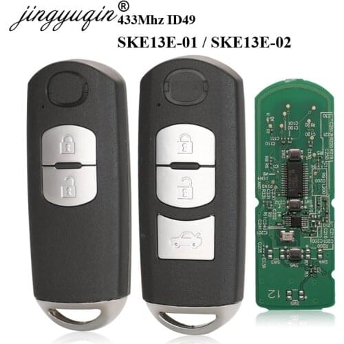 Jingyuqin 433Mhz ID49 2/3 Buttons Smart Key Fit for MAZDA CX-3 Axela CX-5 Atenza Model SKE13E-01 SKE13E-02 Car Remote Control