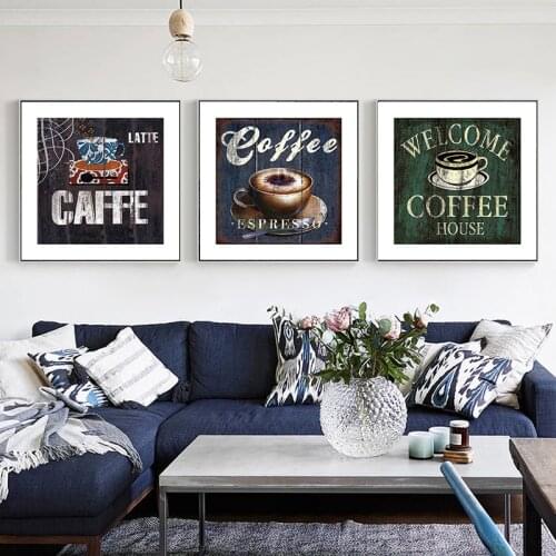 Coffee Letter Picture Home Decor Wall Art Nordic Canvas Painting Minimalist Retro Art Prints and Posters for Coffee house Offece