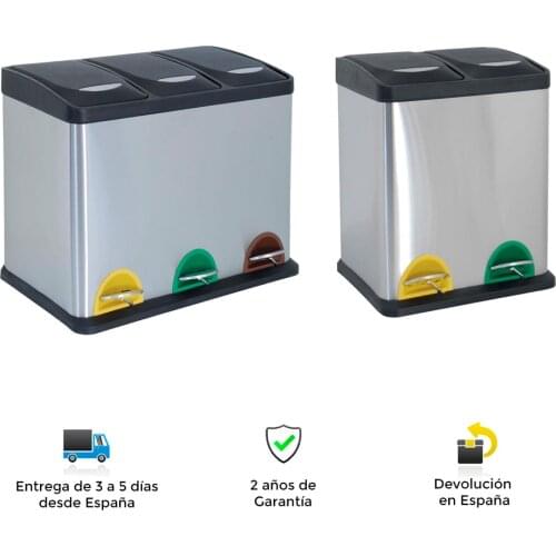 Garbage can, recycling, stainless steel, two or three separators, practical, ecological, resistant, modern, elegant, tapas