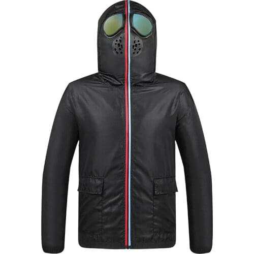 Hunting Outdoor Solid Black Hooded Men jacket Mens Jacket Coat with glasses Luxury Brand lovers Male Couple jaqueta masculina