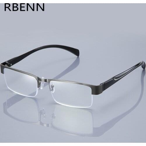 RBENN BRAND DESIGNER Anti Blue Light Men Reading Glasses Metal Frame Business Computer Reader for Male +1.0 1.5 2.0 2.5