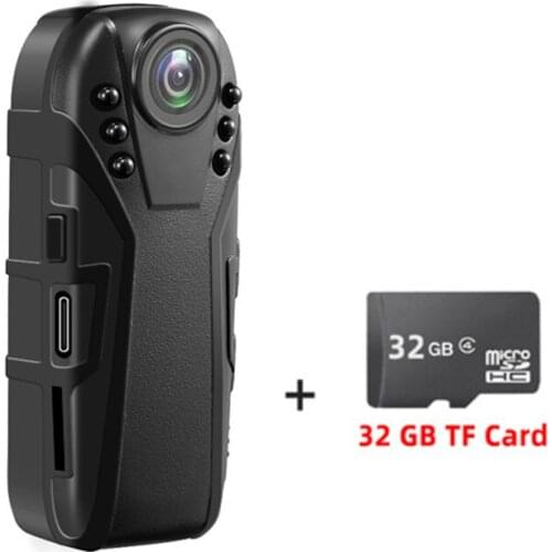 Wearable Battery 1080P Infrared Night Vision Security Camera PC Webcam 125 Wide Angle Support 256G Bike Cycling BodyCam Police