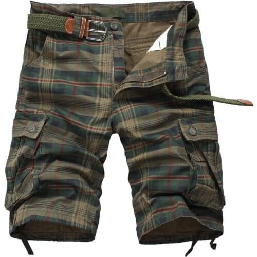 New 2018 Summer Fashion Plaid Beach Shorts Mens Casual Camo Camouflage Shorts Military Short Pants Male Bermuda Cargo Overalls