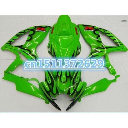 Dor-Fairing With Rearseat Cover Half Tank Fit GSXR 600 750 K6 06-07 GSXR600 GSXR750 2006-2007 Green Black Flame for SUZUKI D
