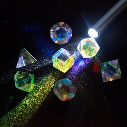 7pcs Light Prism Photo Ornaments Seven Rainbow Color Crystal Valentines Day Girlfriend Gift Seven-piece Suit Optical Glass