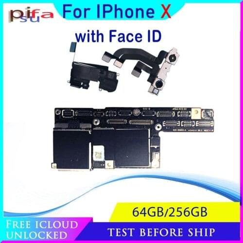 Original Motherboard For iPhone X Mainboard Factory Unlock With Full Chips For iPhone X Logic Board with Face ID Good Working