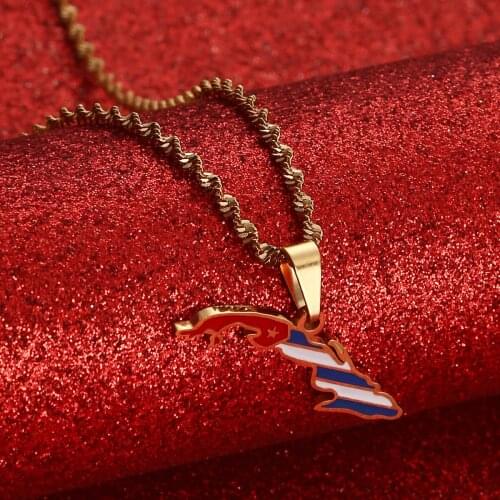 Cuba Map Necklaces for Women Map of Cuba Charm Pendant Silver Color Gold Color Jewelry With Chain
