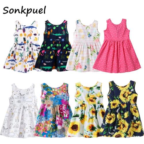 Toddler Girls Dress Summer Sleeveless Kids Dresses for 1-7 Years Girl Children Birthday Party Clothes Baby Flral Print Dress