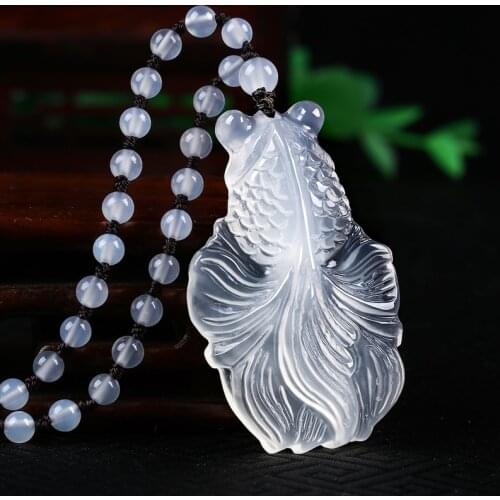 Natural White Jade Pendants Hand Carved Jadeite Pendant Fine Necklace for Women Men Fashion Jewelry Chain Accessories