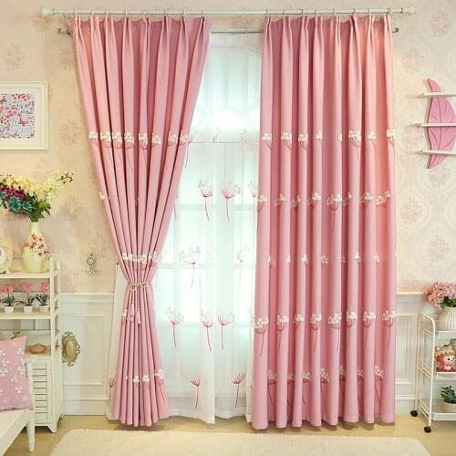 Blue Or Blue flower Embroidered Colth Fabric Cotton Living Room Window Curtains Translucent Home With Embroidered Window Tulle