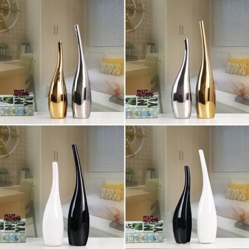 Modern Creative Black And White Ceramic Vase Tabletop Handicraft Ornaments Home Wedding Decoration Art Vases
