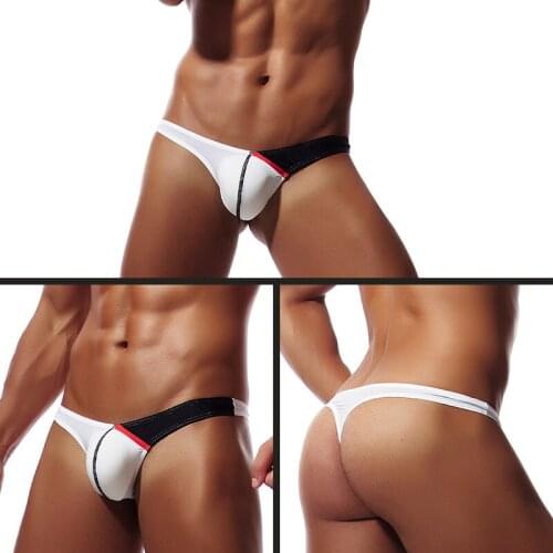 Low Waist Male Shorts Gay Underwear Smooth Ice Silk Tanga T-Back Underpants Men 's Briefs Thongs G-String Jockstrap Penis Pouch