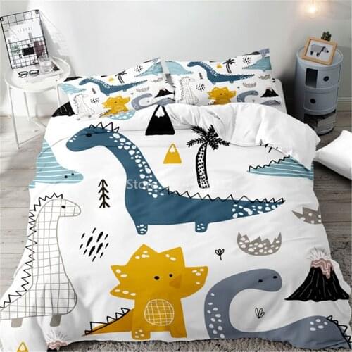 Boys Cartoon Dinosaur Family Bedding Set Twin Full Queen King Size 3PCS Comforter Cover Set No Filling with Teens Birthday Gift