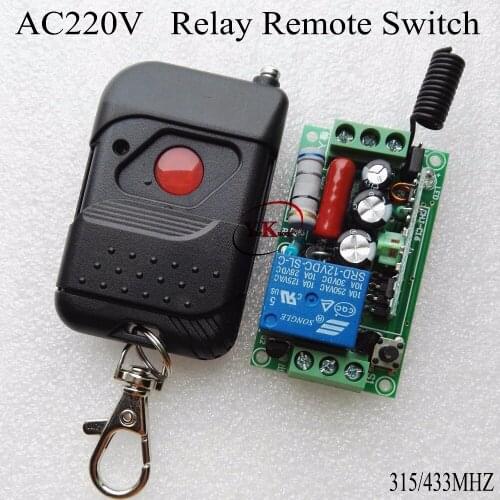 AC220V 1 channel Relay Contact Remote Switches Home Light Lamp Bulb LED Wireless Console Black Push Button Transmitter10A 315433