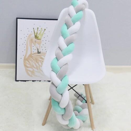 1M-3M Knot Crib Baby Handmade Customized Baby Bed Bumper 3 Ply Sides Newborn Bed Bumper Long Knotted Braid Pillow Room Decor