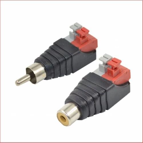 1Pair RCA Audio Plug Socket Pressed Female Male DC Power Plugs Jack Connector Adapter For Coaxial Signal Conversion Tuning Line
