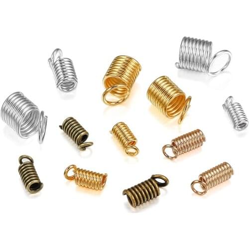 100pcs/Lot Iron End Cord Spring Clasps Fastener Connectors For Handmade Bracelet Necklace Charm Jewelry Accessories