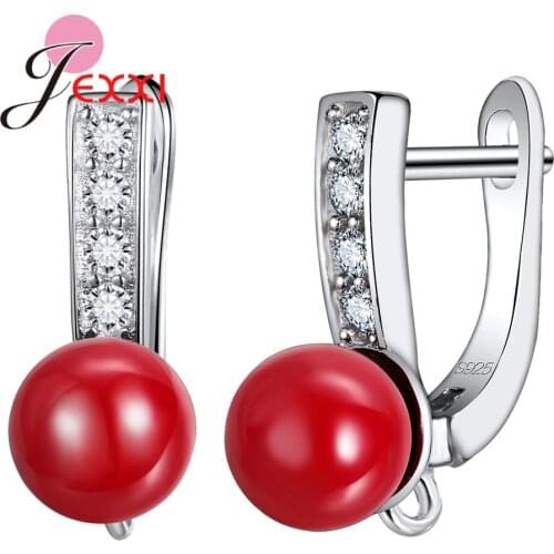 Russia Hook U Style 925 Sterling Silver Earrings Fine Jewelry AAA Crystal DIY Accessories For Women Girl 2Pcs/ 1 Pair