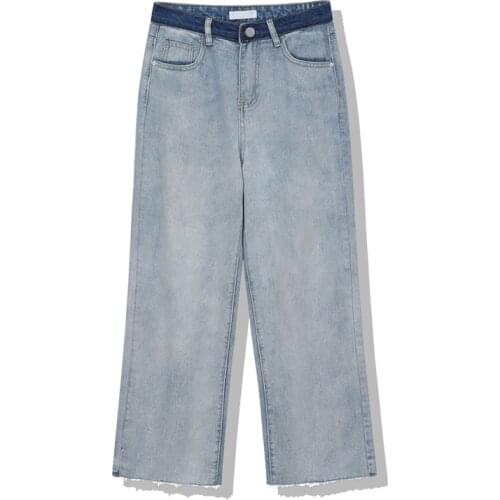 2021 New Streetwear High Waist Femme Denim Trouser Vintage Casual Sense Of Design Blue Ladies Straight Pants 2021 New